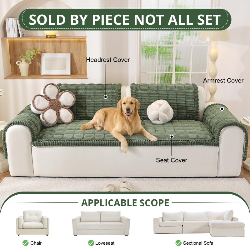 OstepDecor Washable Couch Cover for Dogs, Thick Pet Friendly Sofa Covers, Soft Couch Protector, Paw Cart Sofa Slipcovers, Cushion Protector for Leather, Sectional, Loveseat (20" x 24", Green) - Image 4