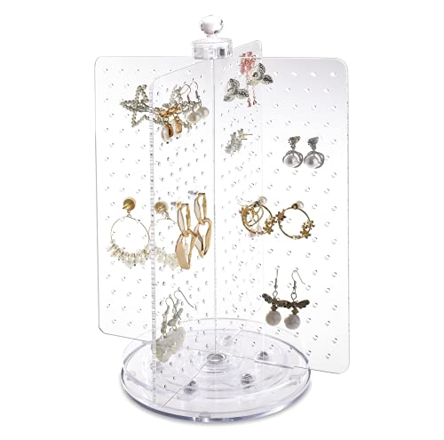 Ikee Design Acrylic Rotating 216 Pairs Earring Organizer, 4-Sided Spinning Jewelry Display Stand, Earring Holder, Perfect for Salon, Store, Clear Color - Image 3