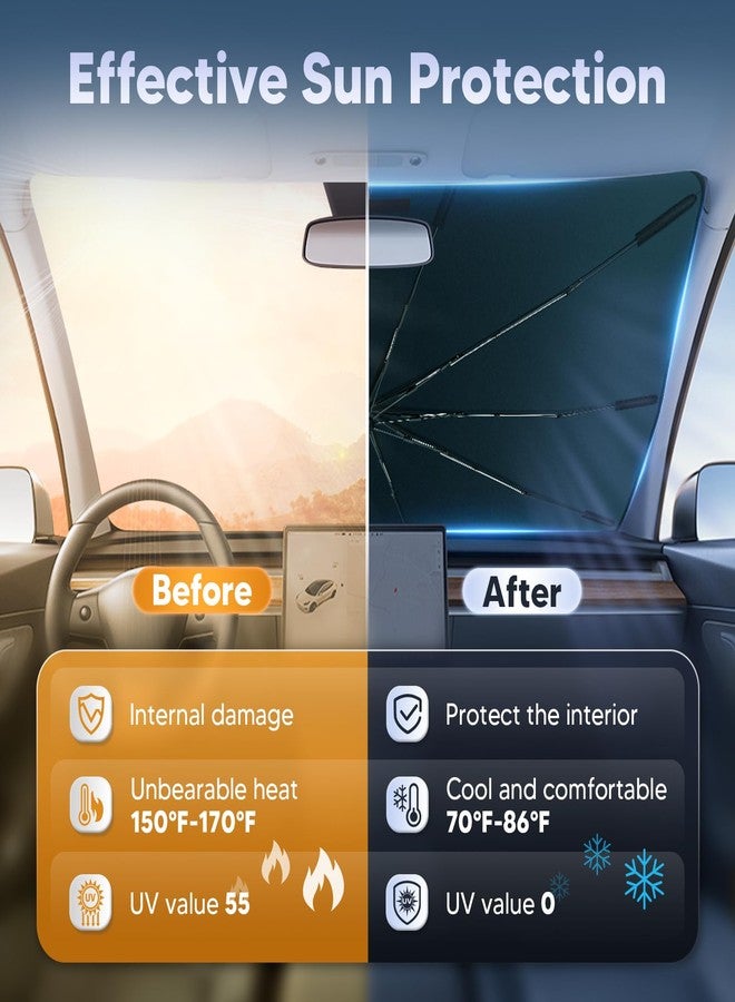 Autorder Windshield Sun Shade Umbrella for 2016-2019 2020 2021 Hyundai Tucson Accessories Foldable Umbrella Sunshade for Car Windshield Front Window UV Rays Block Sun Protection - Image 4