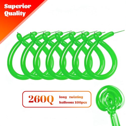 KAWKALSH 260 Green Long Balloons for Balloon Garland Thickening Skinny Latex Twisting Animals Modeling Christmas Birthday Wedding Party Festival Decorations 100pcs - Image 5