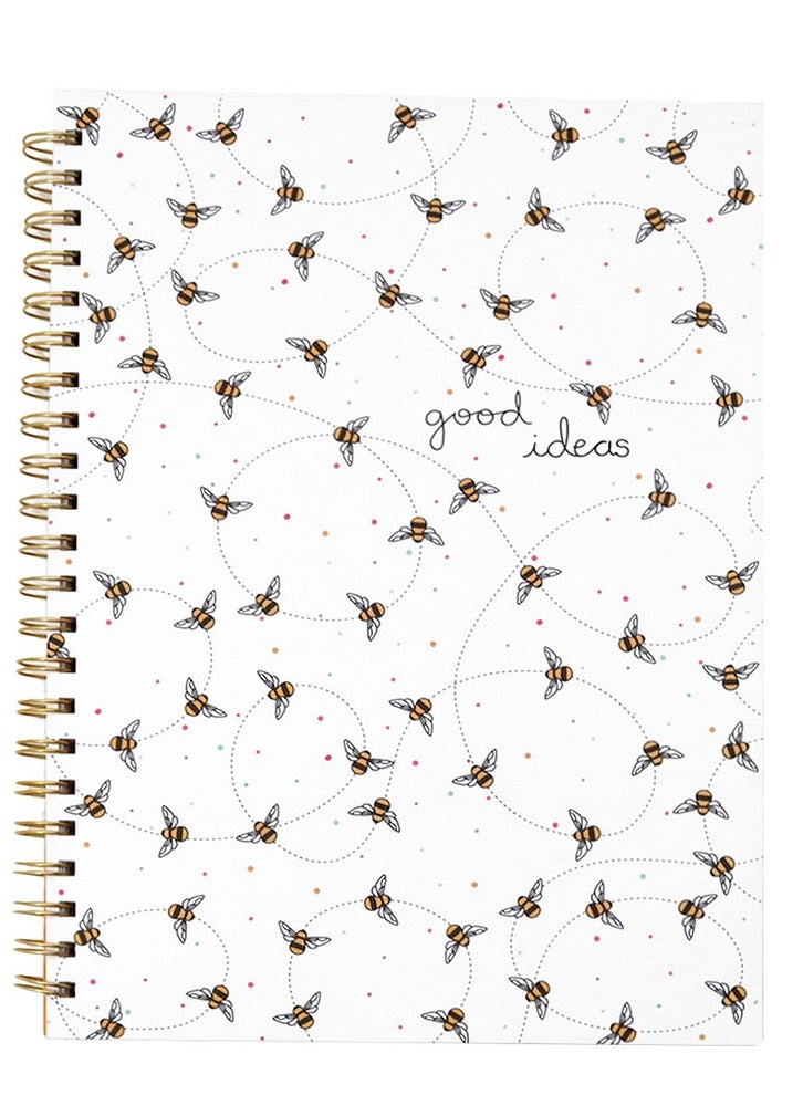 بيلي بوتون دفتر ملاحظات حلزوني بطبعة نحلة بيضاء - Image 4