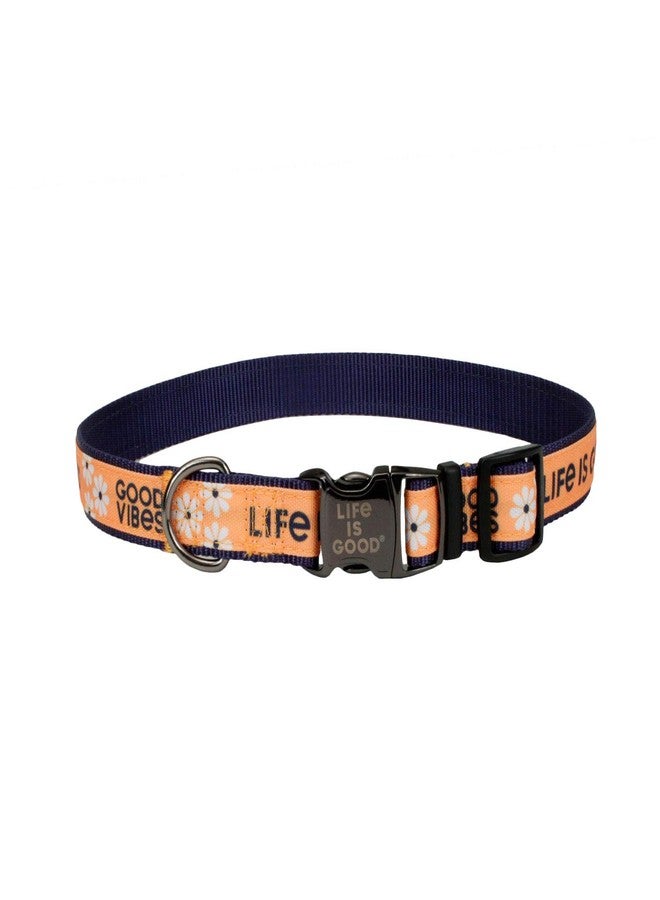 Coastal Pet - Life is Good - Canvas Overlay Dog Collar, Yellow Good Vibes, 5/8" x 12-18"