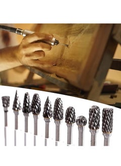 RATSAW Double Cut Tungsten Carbide Rotary Burr Set 10pcs 1 8 Shank 1 4 Head Length Tungsten Steel for Wood and Stone Carving Steel Metal Working  - Image 1