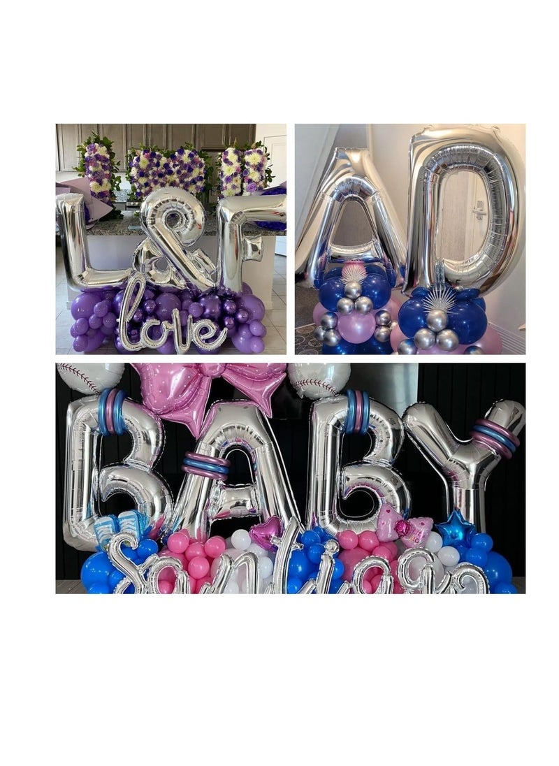 Party with Emma Silver Letter A to Z Balloons 32 inch Large Alphabet Balloons Silver Helium Foil Letter Balloon Banner for Birthday Party Anniversary Wedding Decoration (Silver-G)  - Image 5