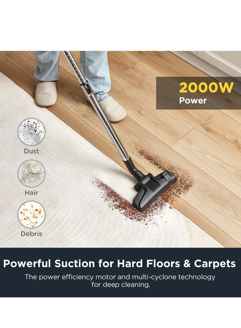 EUREKA 2000W Vacuum Cleaner 3 L Dust Cup Cyclone Filtration Canister Bagless Vacuum Cleaner Washable Fliter for Pet Hair, Carpet, Tile, 220V, Apollo - Image 5