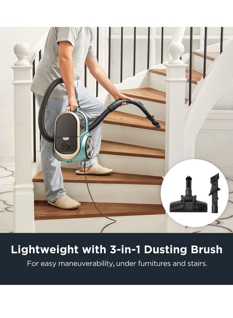 EUREKA 2000W Vacuum Cleaner 3 L Dust Cup Cyclone Filtration Canister Bagless Vacuum Cleaner Washable Fliter for Pet Hair, Carpet, Tile, 220V, Apollo - Image 2
