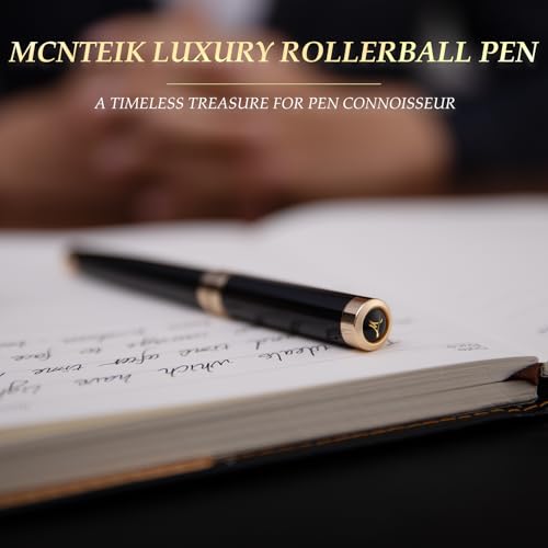 MCNTEIK Black Rollerball Pen With 24K Gold Finish, Luxury Grade Craftsmanship Pen, Schmidt 888F Ink Refill, Exquisite Men's And Women's Gift Pen Set, Professional, Writing, Executive,Office, Nice Pen - Image 2