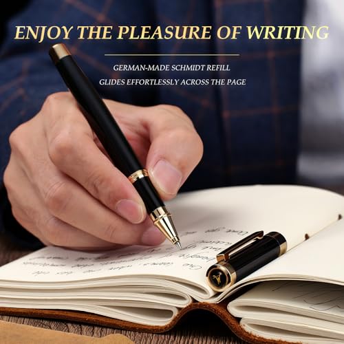 MCNTEIK Black Rollerball Pen With 24K Gold Finish, Luxury Grade Craftsmanship Pen, Schmidt 888F Ink Refill, Exquisite Men's And Women's Gift Pen Set, Professional, Writing, Executive,Office, Nice Pen - Image 4