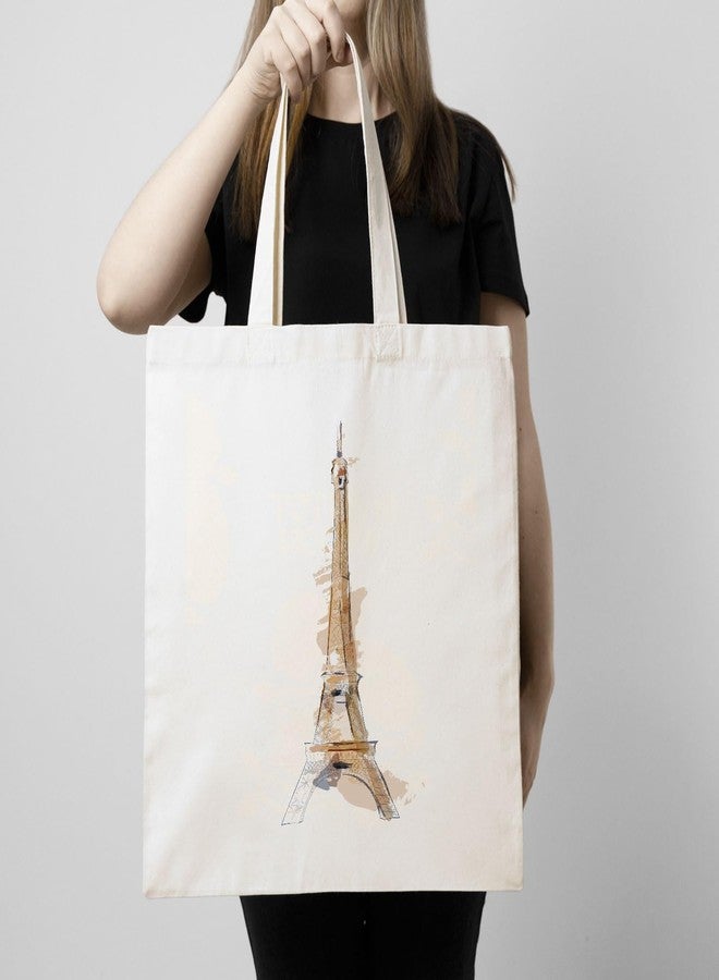 ARTBUG Tote Bag for Women with zip, Aesthetic Canvas tote bag for college girls, office, stylish and reusable - Eiffel Tower - D No - 144 - Image 3