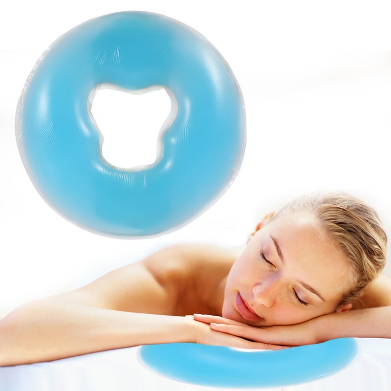 Salmue Silicone Pillow Soft Massage Face Relax Pillow Headrest SPA Beauty Salon Skin Care Soft Overlay Face Relax Weigh Cushion Pad Salon Cushion Silicon Facial Relax Head Cradle CushionSky Blue