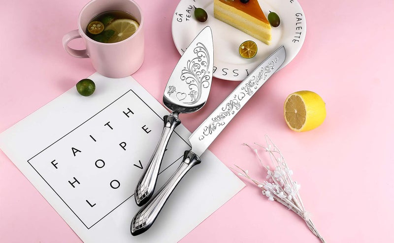 HISSF Cake Knife and Server Set,18/10 Stainless Steel Cake Cutting Set, Sweet Love Cake Serving Set Perfect For Wedding, Birthday,Home, Parties and Events - Image 4
