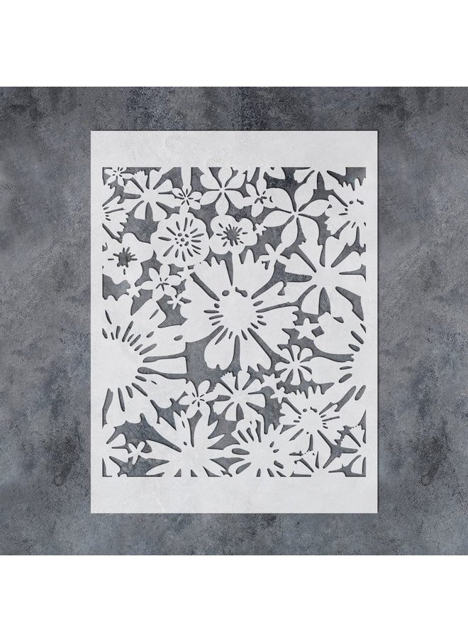 G GSS Designs - Gss Design Floral Fireworks Allover Wall Stencils 12X16Inch Large Flower Stencils For Painting Wall Wood Furniture Floors Canvas Reusable Diy Art And Craft Stencils For Painting Flowers - Image 1