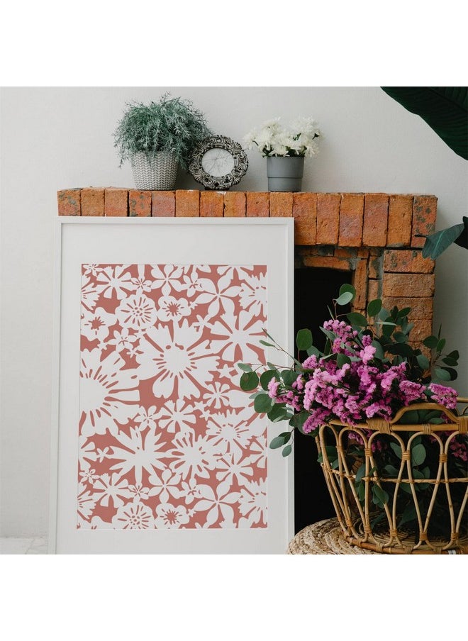 G GSS Designs - Gss Design Floral Fireworks Allover Wall Stencils 12X16Inch Large Flower Stencils For Painting Wall Wood Furniture Floors Canvas Reusable Diy Art And Craft Stencils For Painting Flowers - Image 1