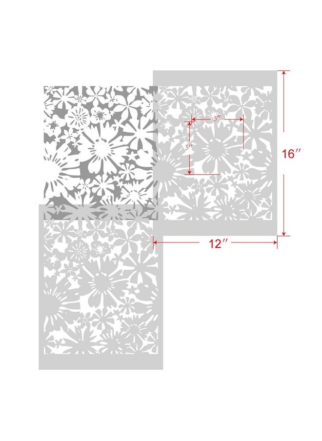 G GSS Designs - Gss Design Floral Fireworks Allover Wall Stencils 12X16Inch Large Flower Stencils For Painting Wall Wood Furniture Floors Canvas Reusable Diy Art And Craft Stencils For Painting Flowers - Image 1