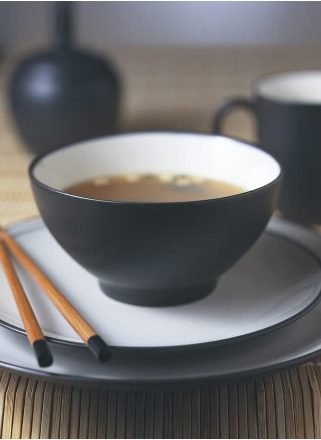 Generic - 3-piece dish set, black color, high temperature resistant, porcelain dish set, modern design, for soup, stew and salads, multi-use - Image 1