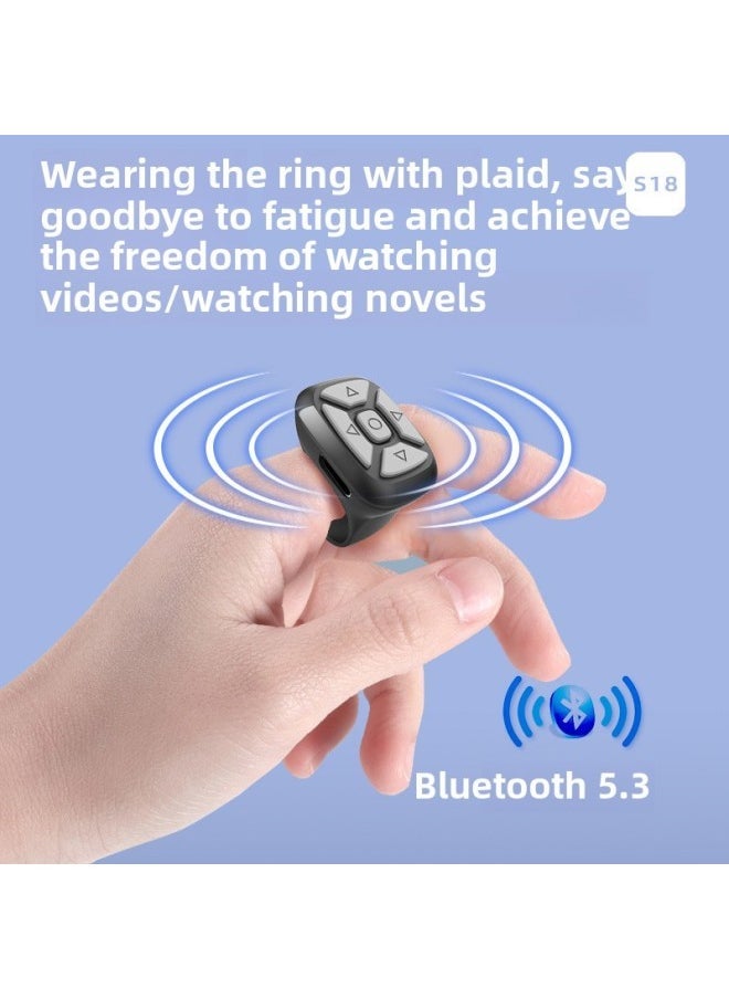 Tiktok Little Red Book Fast Hand Video Wireless Novel Flip Remote Control Finger Ring Remote Control Bluetooth Tablet Hand-Color:Black - Image 1