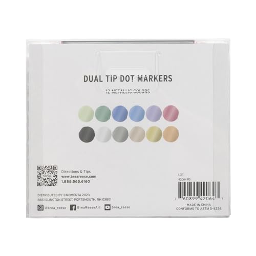 Brea Reese Momenta Brea Reese DualTip Metallic Dot Markers  12ct  24 Colors Professional Quality WaterBased Ink Adults Art Supplies DIY Crafts  Scrapbooking - Image 5