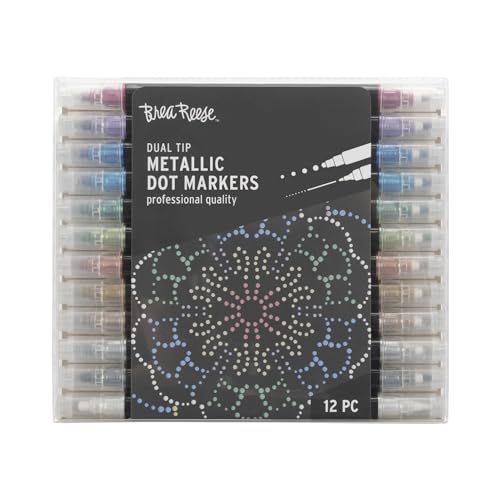 Brea Reese Momenta Brea Reese DualTip Metallic Dot Markers  12ct  24 Colors Professional Quality WaterBased Ink Adults Art Supplies DIY Crafts  Scrapbooking - Image 1