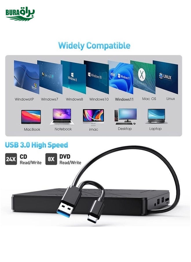BURAQ BT668 Readable TF / SD Card USB Multi-Function CD Disc Player External Optical Drive DVD Burner  - Image 4