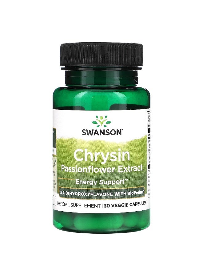 SWANSON سوانسون، مستخلص زهرة العاطفة كريسين، 30 كبسولة نباتية - Image 1