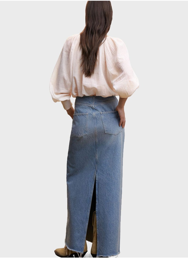 MANGO - Button Detail Balloon Sleeve Top - Image 1
