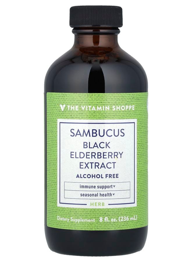 The Vitamin Shoppe Sambucus Black Elderberry Extract Alcohol Free 8 fl oz (236 ml) - Image 1