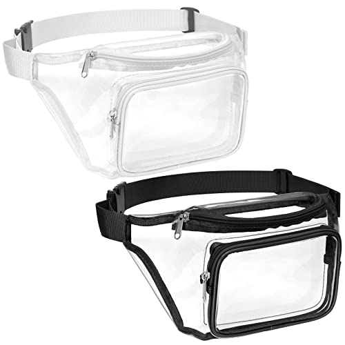 Veckle Clear Fanny Pack Stadium Approved - Adjustable 33-47 Inch Strap, Transparent Belt Bag for Women Men Fits 7.5-inch Smartphone, Waist Bag Clear Bag for Stadium Events, Sport, Concerts, Black - Image 1