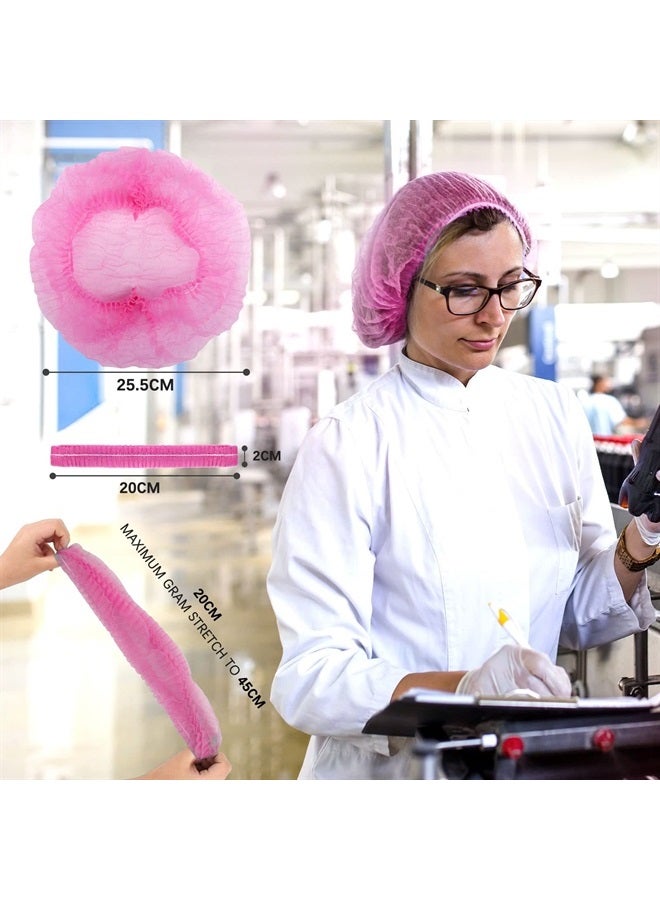 Wecolor 100 Pack 21" Disposable Nonwoven Bouffant Caps Hair Net for Hospital Salon Spa Catering and Dust-free Workspace (pink) - Image 2