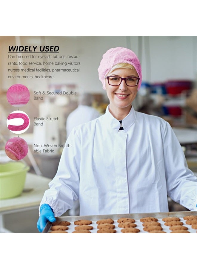 Wecolor 100 Pack 21" Disposable Nonwoven Bouffant Caps Hair Net for Hospital Salon Spa Catering and Dust-free Workspace (pink) - Image 5
