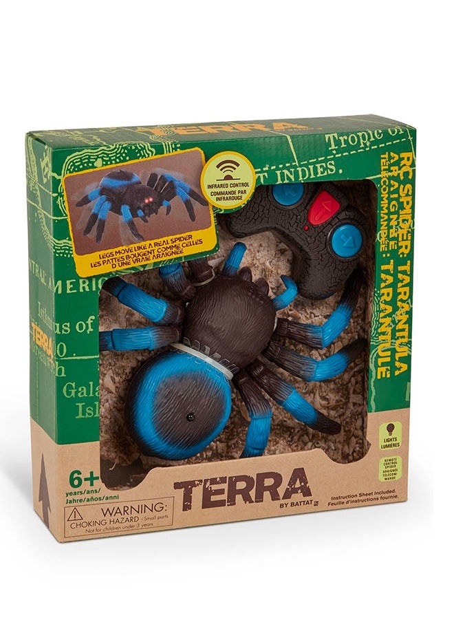 Terra by Battat Remote Control Spider for Kids – RC Tarantula with LED Eyes – Realistic Animal & Moving Legs – Fast-Moving & 360 Spin – Blue Tarantula – 6 Years +  - Image 1
