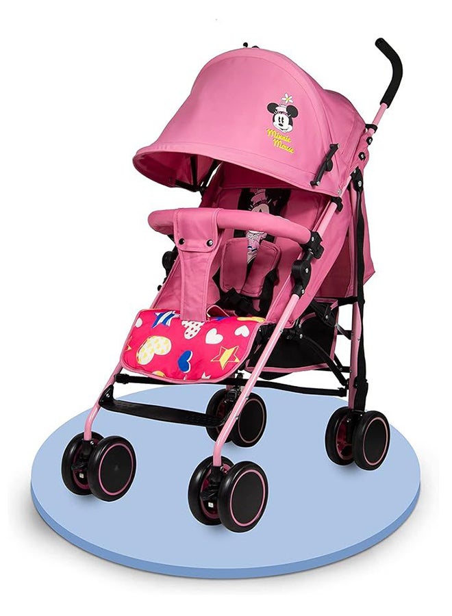 Disney Minnie Mouse Lightweight Adventure Stroller + Storage Cabin 0-36 Months, Compact Design, Shoulder Strap, Adjustable Reclining Seat And More - Pink - Image 1