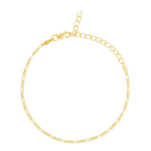 ZAVYA 925 Sterling Silver Figaro Gold Plated Bracelet | Gifts For Women And Girls | With Certificate of Authenticity and 925 Hallmark - Image 1