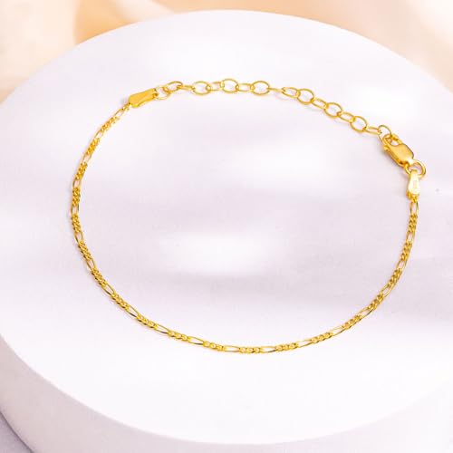 ZAVYA 925 Sterling Silver Figaro Gold Plated Bracelet | Gifts For Women And Girls | With Certificate of Authenticity and 925 Hallmark - Image 2