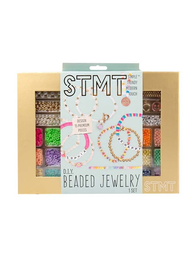 STMT Beaded Jewelry â€“ DIY Jewelry-Making Kit with 702 Beads, Alphabet Beads, Charms & Seed Beads Vial for Creative Crafting (Age 6+) - Image 1