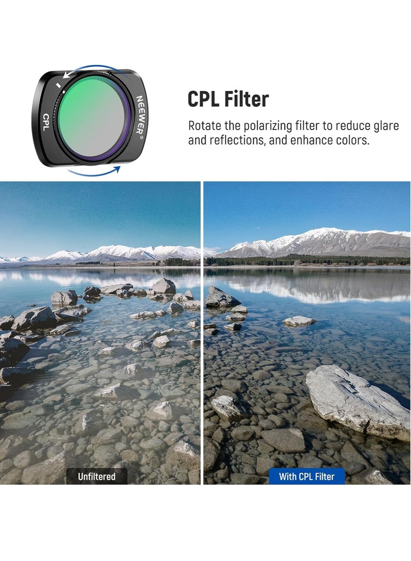 Magnetic NDCPL Filter Kit Compatible with DJI OSMO Pocket 3 Creator Combo Accessories, Action Camera 4Pack ND16 ND64 ND256 Neutral Density  Polarizing Filters, HD Optical Glass Aluminum Frame - Image 4