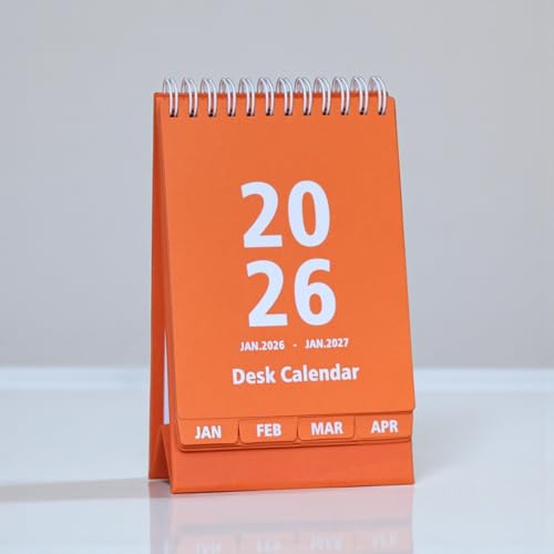 INNAXA 2026 Desk Calendar Mini Monthly Calendar 13 Months Standing Flip Calendar for Home Office Black (Orange) - Image 1