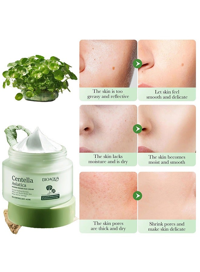 BIOAOUA Centella Asiatica Nourish Repair Face Cream, Centella and Ceramide Complex, for Soothing Dryness Moisturizing Face Skin Care - Image 3