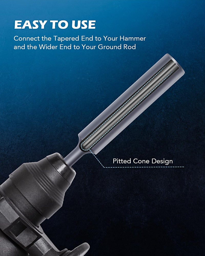 ZELCAN SDS Plus Ground Rod Driver, Heavy Duty Ground Rod Bit Driver for 5/8 Inch & 3/4 Inch Grounding Rods, Compatible with Bosch Dewalt Milwaukee Hilti and All SDS-Plus Rotary Hammer Drills - Image 5