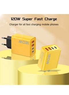 Angmei 2pcs 120W fast charging head multi-port ，Wall Fast Charger Block mobile phone travel charger adaptor for iPhone xiaomi charger British regulation USB C , Type C Charger Fast Charging Blocks PD Power Charger Adapter+QC 3.0 USB Multiport Charger Brick for Phone 16/15/14/13/12 Pro Max, Pad, Galaxy  - Image 3