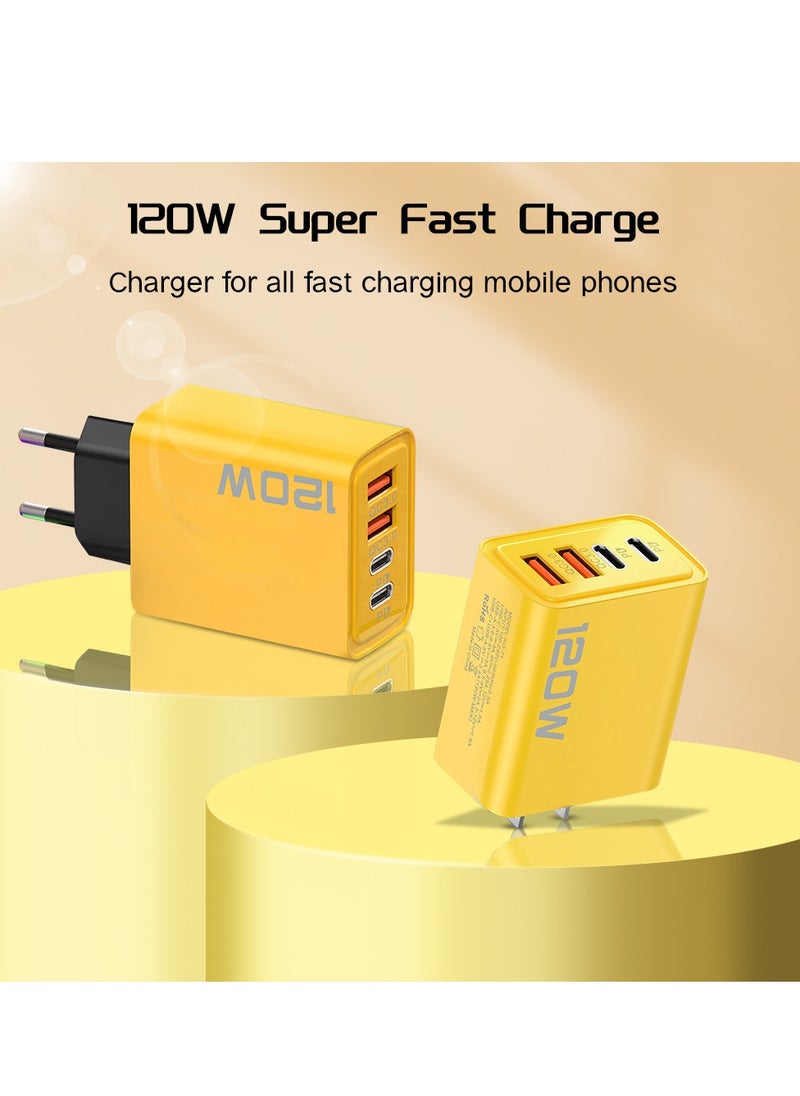Angmei 2pcs 120W fast charging head multi-port ，Wall Fast Charger Block mobile phone travel charger adaptor for iPhone xiaomi charger British regulation USB C , Type C Charger Fast Charging Blocks PD Power Charger Adapter+QC 3.0 USB Multiport Charger Brick for Phone 16/15/14/13/12 Pro Max, Pad, Galaxy  - Image 3