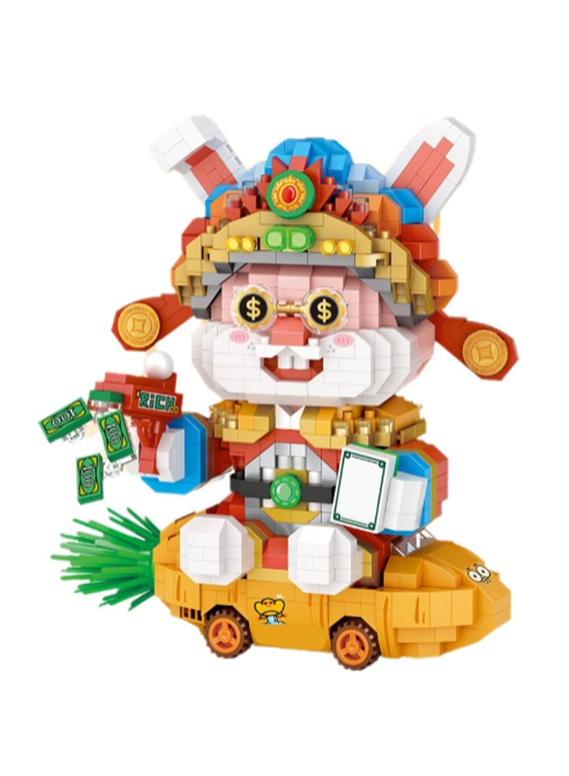 1200pcs Red Hat Rabbit Model Set Building Blocks Creative Diy Assembly Simulation Building Assembly Toys Children Adult Home Furnishings - Image 1