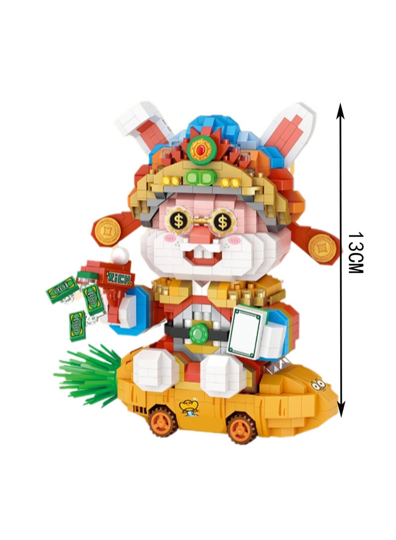 1200pcs Red Hat Rabbit Model Set Building Blocks Creative Diy Assembly Simulation Building Assembly Toys Children Adult Home Furnishings - Image 2