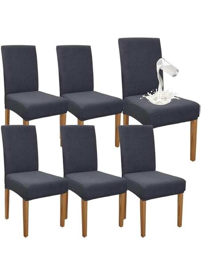 HOOKOR Durku Waterproof Dining Chair Covers Set of 4, Stretch High Back Chair Slipcovers for Dining Room, Washable Removable Chair Protector for Banquet, Kitchen, Party, Hotel (Grey-6Pcs)  - Image 1