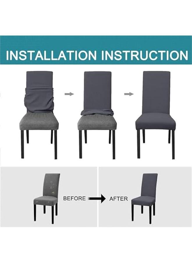 HOOKOR Durku Waterproof Dining Chair Covers Set of 4, Stretch High Back Chair Slipcovers for Dining Room, Washable Removable Chair Protector for Banquet, Kitchen, Party, Hotel (Grey-6Pcs)  - Image 4