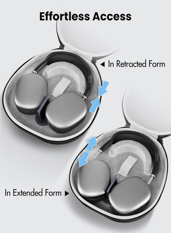 Joyleop حافظة جويلوب لسماعات AirPods Max - حافظة ذكية لوضع النوم مع تقنية مغناطيسية متقدمة منظم صلب مع جيب شبكي بطانة مخملية حقيبة تخزين سفر محمولة لملحقات السماعات سوداء - Image 4