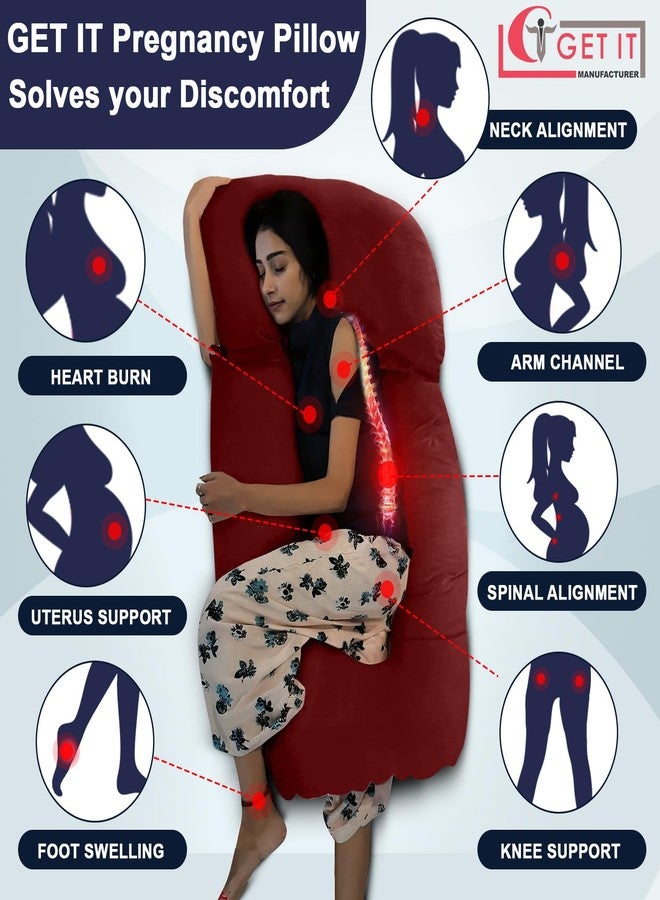 GET IT Maternity Pilow | Pregnancy Pillow | Premium 3 in 1 Multi Usage as Breastfeeding | Dismantle Model | Back Pain | Leg pelivs Support | 6 Months Warranty (Maroon, Premium Extra Large) - Image 5