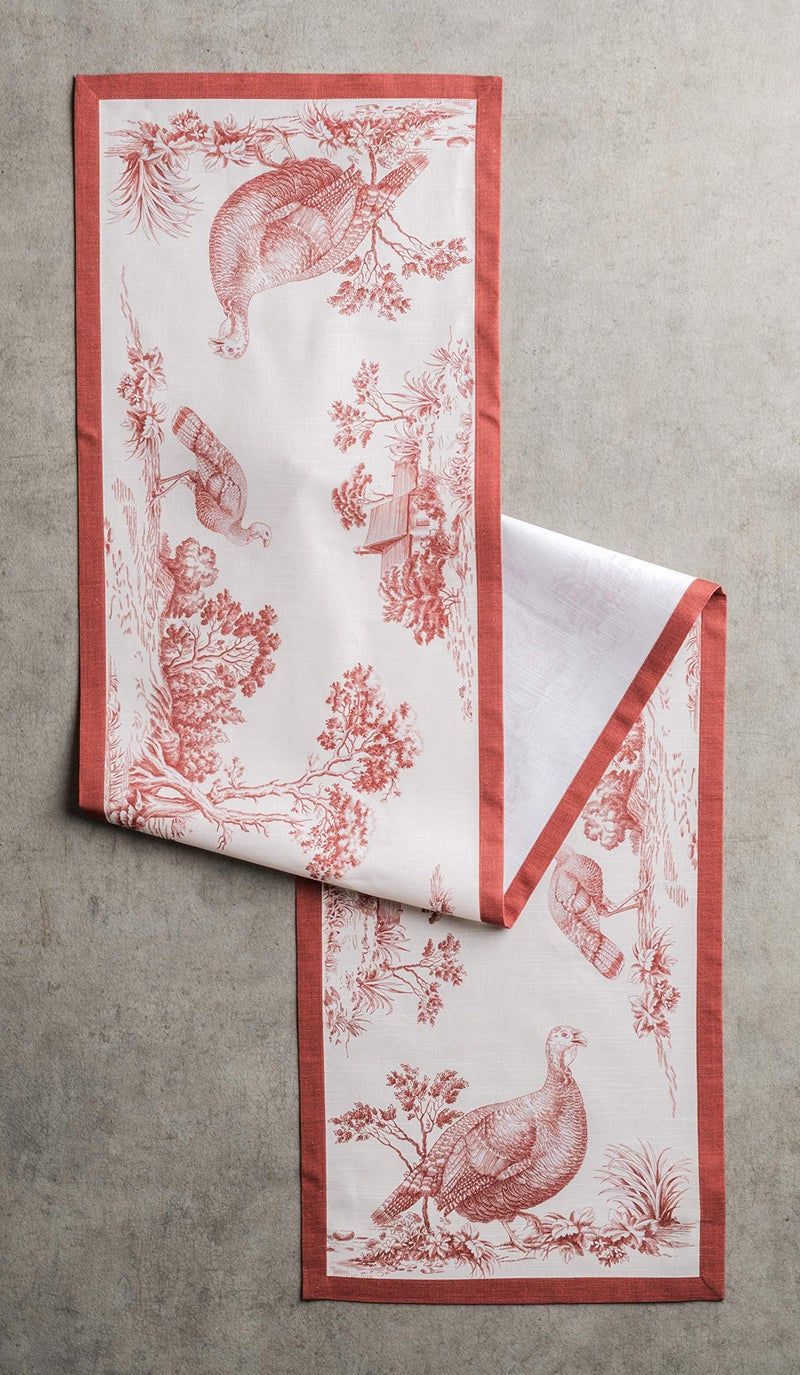 Maison d' Hermine Tablerunner 100% Cotton Table Runner Decorative Table Covers  Dining  Home  Wedding  Buffet  Holy Jouy - Red (Single Layer) -Thanksgiving/Christmas(14.50""x108"") - Image 2