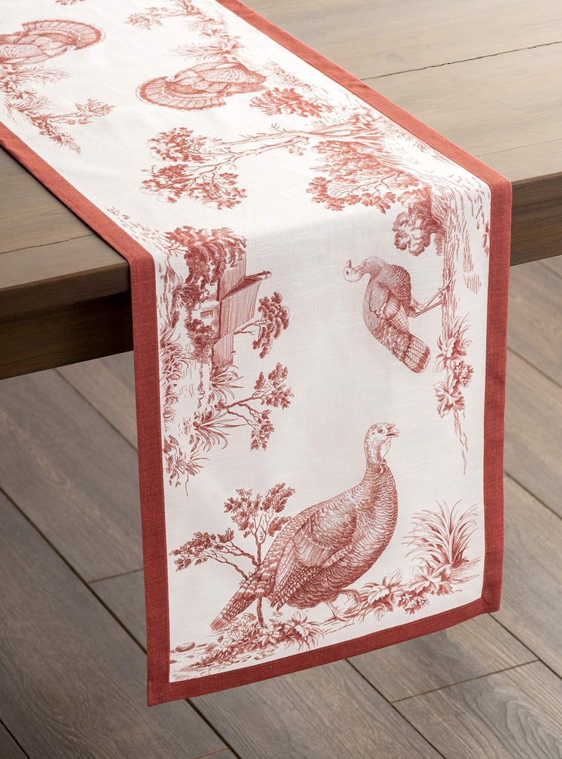Maison d' Hermine Tablerunner 100% Cotton Table Runner Decorative Table Covers  Dining  Home  Wedding  Buffet  Holy Jouy - Red (Single Layer) -Thanksgiving/Christmas(14.50""x108"") - Image 5