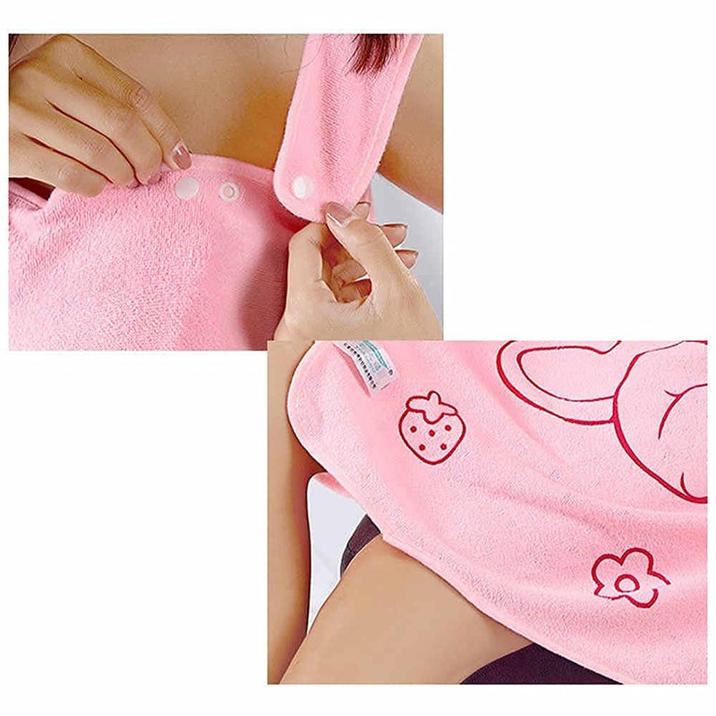 HOMAXA Homaxa Bath Towel Wrap Women Luxury Beach Spa Gym Bathrobes Slip Dress Bathing Shower Cover Up Tube Dress Nightwear Sleepdress Pink - Image 5