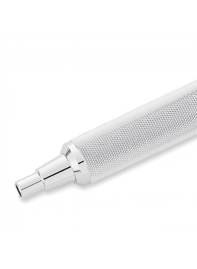 Rotring Rapid Pro Retractable Ballpoint Technical Drawing Pen, Medium Point, Blue Ink, Silver Full-Metal Body